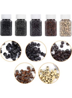 500 PCS LAVEN 5mm Silicon Lined Link Rings Beads Loops For Human Hair Extension Tools 5 ColorsDark Brown