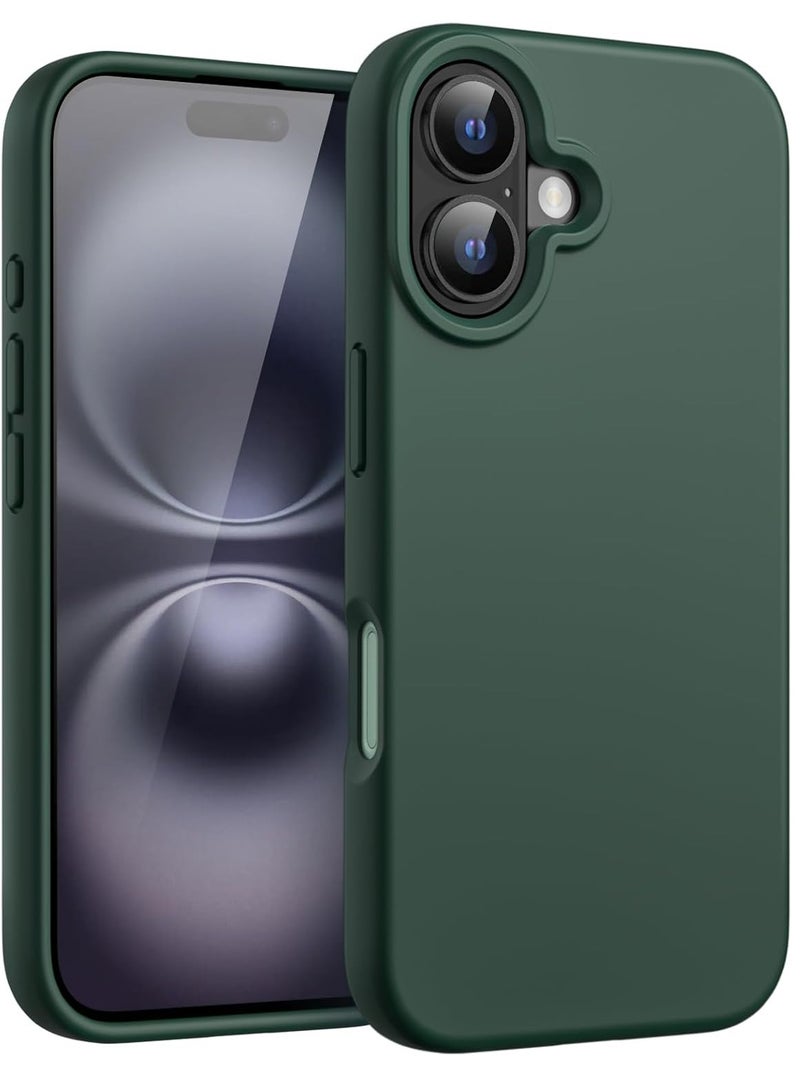 ELTRAZONE Liquid Silicone Case for iPhone 16 (6.1-Inch) – Silky Soft Touch Full-Body Protective Anti-Scratch Shockproof Cover with Microfiber Lining (Midnight Green) - Image 1