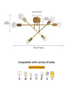 Retro Industrial Style LED Chandeliers 6 Lights E27 Base Golden - pzsku/Z524EED50F2350601CD1DZ/45/_/1733913974/f7b54c56-8aa5-4800-b972-a05996d2b04b