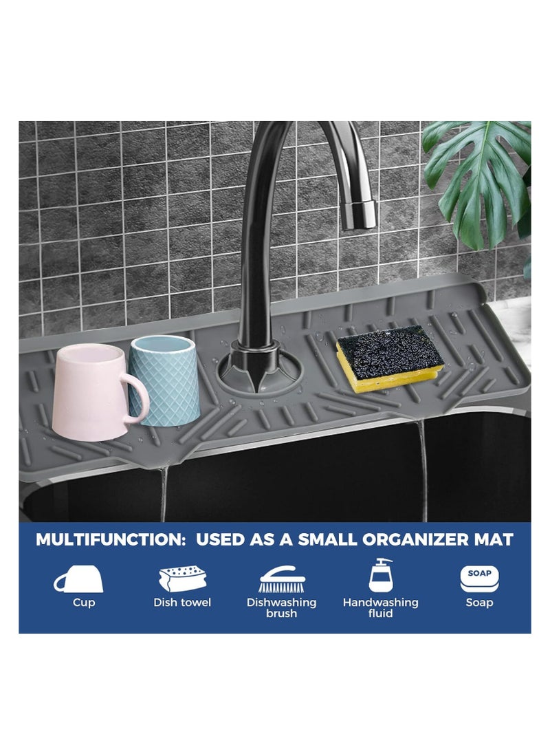 Generic Kitchen Sink Faucet Splash Guard Silicone Sink Faucet Drying Mat Faucet Handle Drip Catcher Tray, Dish Sponge Holder Kitchen Sink Accessories Sink Protector Home Kitchen Organization Gadgets Organizer  - Image 3