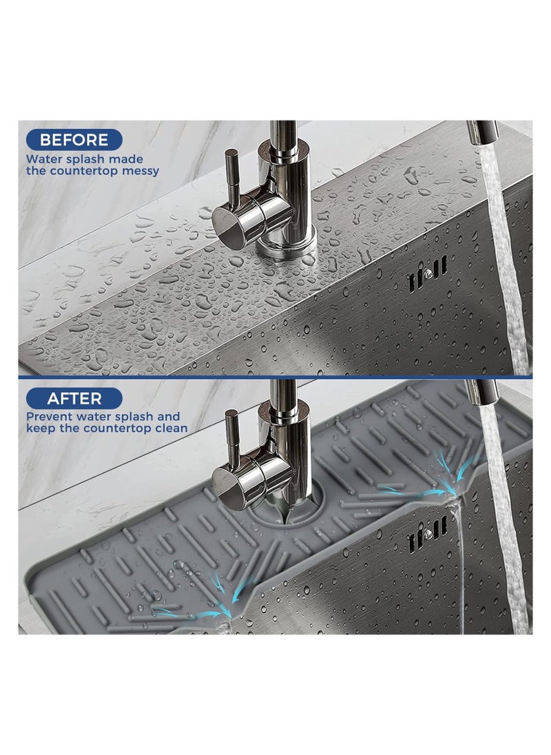 Generic Kitchen Sink Faucet Splash Guard Silicone Sink Faucet Drying Mat Faucet Handle Drip Catcher Tray, Dish Sponge Holder Kitchen Sink Accessories Sink Protector Home Kitchen Organization Gadgets Organizer  - Image 5