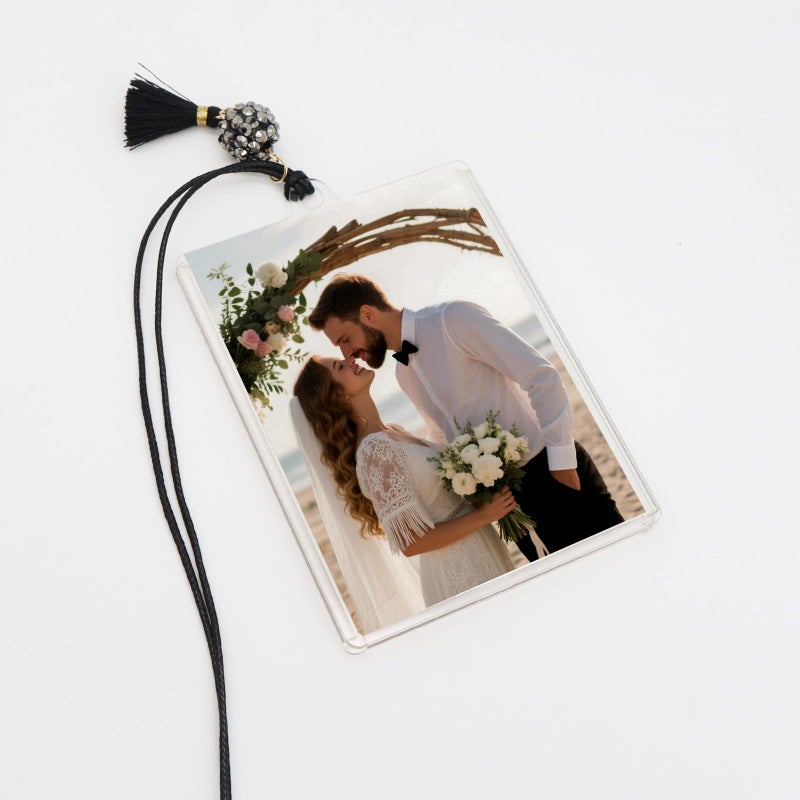 ORIESSE Car Picture Frame,Rear View Mirror Hanging Car Charms,2.5"Ã—3.5" Acrylic Picture Holder with Beads and Tassel,Cute Personalized Photo Frame Gift for Women Teens - Image 4