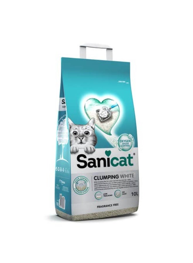 سانيكات رمل قطط سانيكات أبيض متكتّل خالي من العطور - ١٠ لتر - Image 1