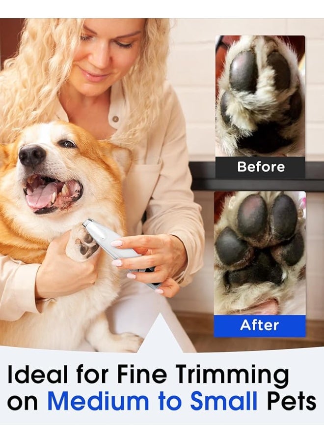 شو وو ترقية الكلب باو باو مع ضوء LED ، شفرة مصغرة 9 مم (0.35 بوصة) ، شاشة ذكية ، كليبرز الحيوانات الأليفة من النوع C للكلاب الصغيرة القطط تقليم الكفوف والعينين والوجه والوجه （أبيض） - Image 3