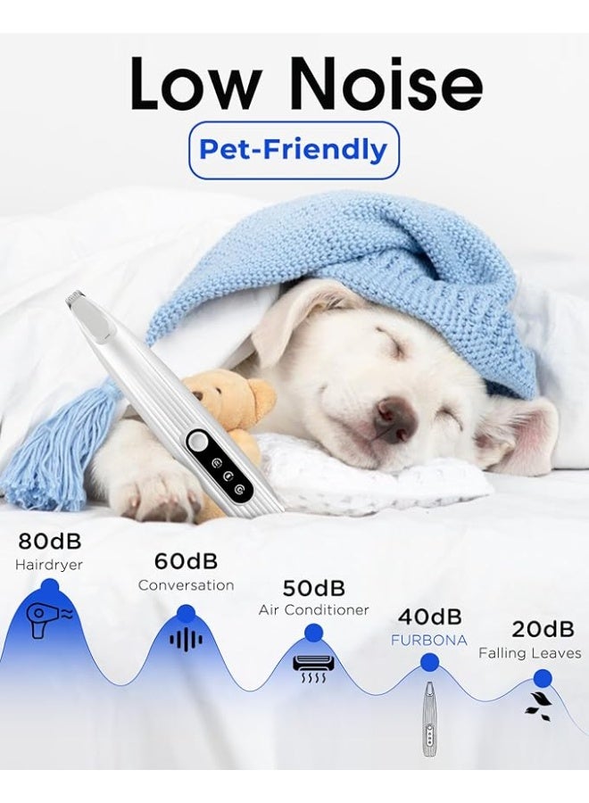 شو وو ترقية الكلب باو باو مع ضوء LED ، شفرة مصغرة 9 مم (0.35 بوصة) ، شاشة ذكية ، كليبرز الحيوانات الأليفة من النوع C للكلاب الصغيرة القطط تقليم الكفوف والعينين والوجه والوجه （أبيض） - Image 5