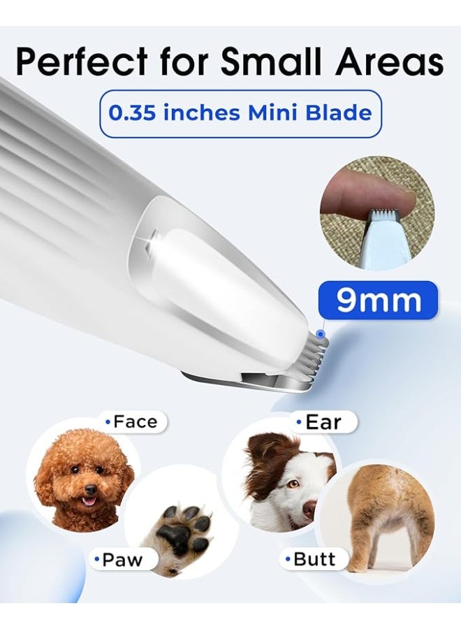 شو وو ترقية الكلب باو باو مع ضوء LED ، شفرة مصغرة 9 مم (0.35 بوصة) ، شاشة ذكية ، كليبرز الحيوانات الأليفة من النوع C للكلاب الصغيرة القطط تقليم الكفوف والعينين والوجه والوجه （أبيض） - Image 2