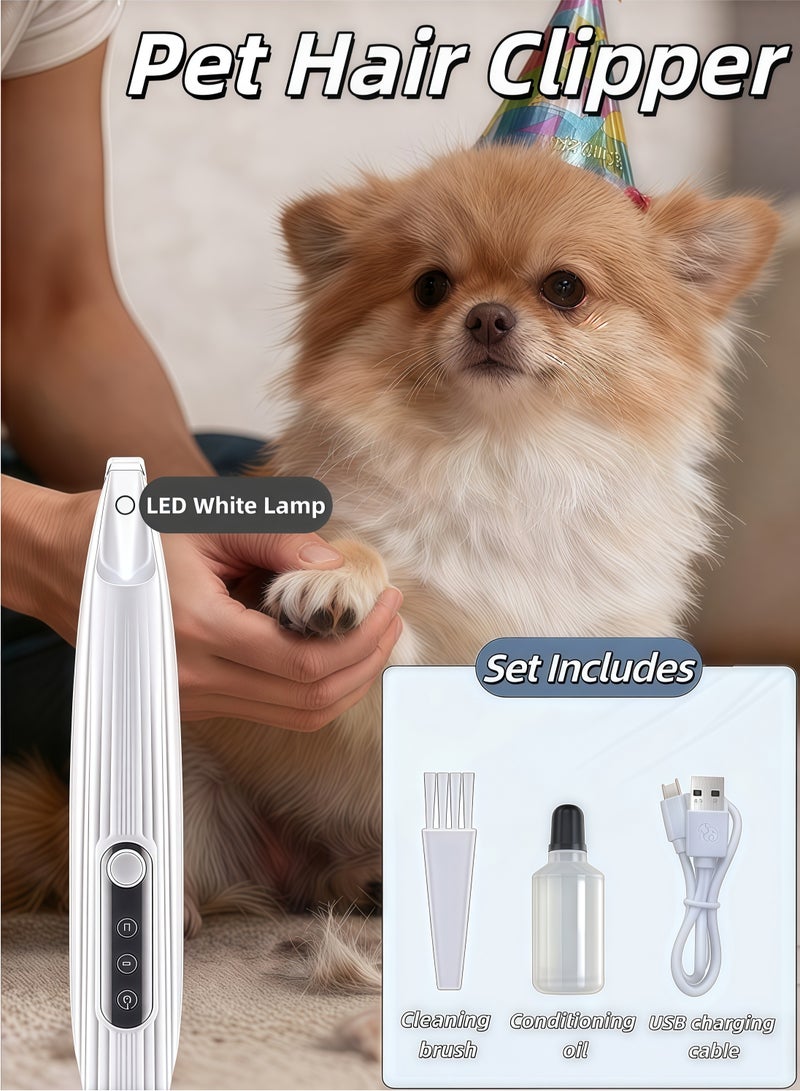 شو وو ترقية الكلب باو باو مع ضوء LED ، شفرة مصغرة 9 مم (0.35 بوصة) ، شاشة ذكية ، كليبرز الحيوانات الأليفة من النوع C للكلاب الصغيرة القطط تقليم الكفوف والعينين والوجه والوجه （أبيض） - Image 1