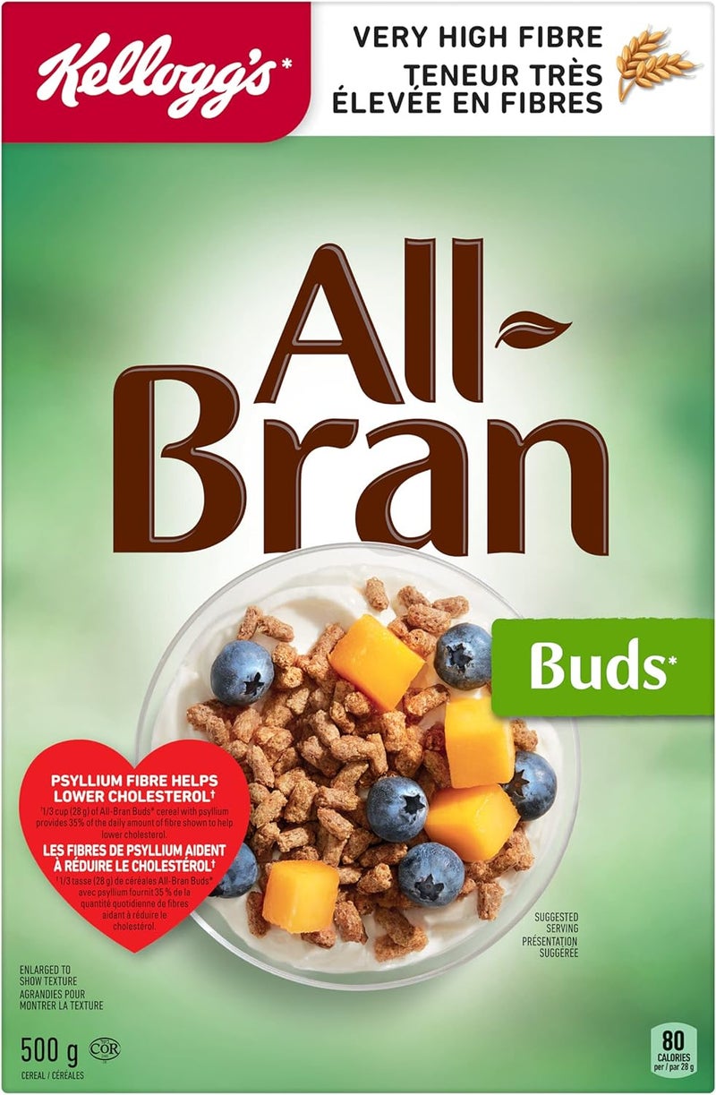 Kellogg's All Bran Buds Cereal 500g - High Fiber Breakfast Cereal - Image 1