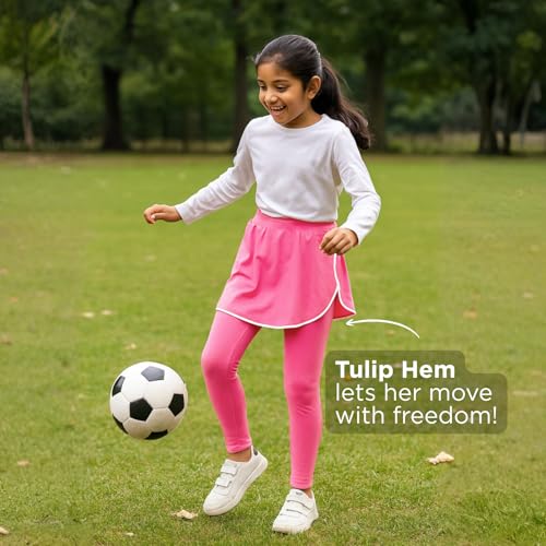 YouGotPlanB Skeggings for Girls | Pack of 1 | 2-in-1 Skirt with Attached Leggings | Cotton | Ages 4-16 Years | Comfort fit | Ideal for Sports & Play Bubblegum Pink - Image 2