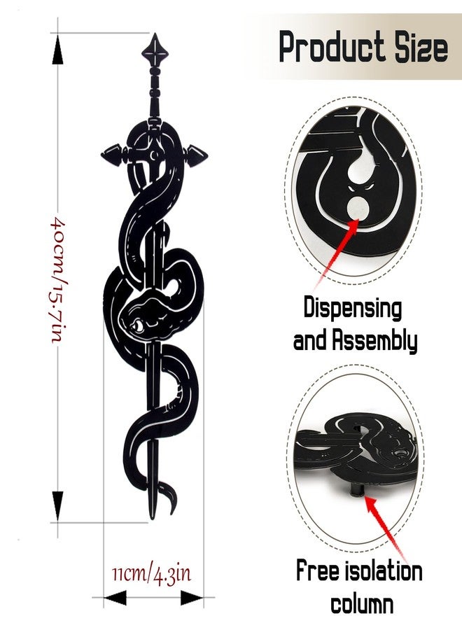 WOPARTY Gothic Snake and Sword Wall Decor, Black Metal Art, 15.75 x 4.33 Inches, Medieval Style Home Decoration for Bedroom Living Room - Image 3