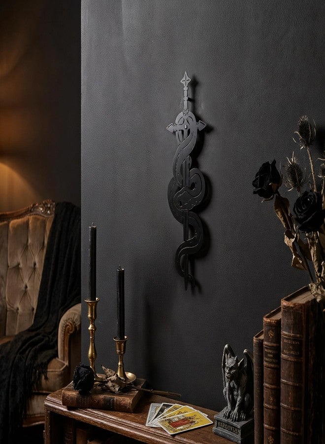 WOPARTY Gothic Snake and Sword Wall Decor, Black Metal Art, 15.75 x 4.33 Inches, Medieval Style Home Decoration for Bedroom Living Room - Image 4