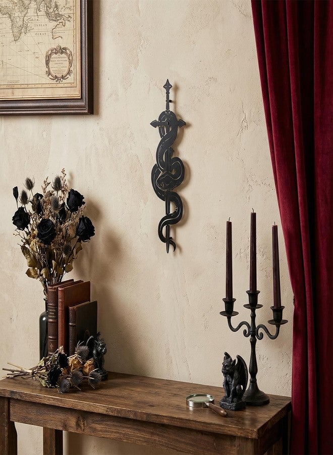 WOPARTY Gothic Snake and Sword Wall Decor, Black Metal Art, 15.75 x 4.33 Inches, Medieval Style Home Decoration for Bedroom Living Room - Image 5