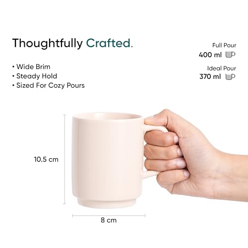 Shay Ceramic Mug, 1 Pc, Peach, 300ml | Glossy Finish | Ceramic Coffee Cup | Porcelain | Microwave Safe (Rise Mug - 1Pc - Peach) - Image 4