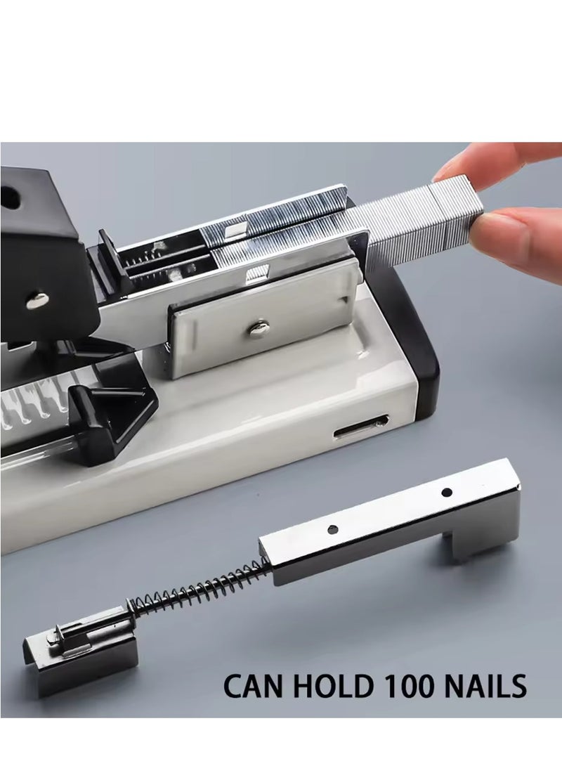 Generic Metal Manual Stapler for Bookbinding Stapling 100 Sheet Capacity Force-Saving Heavy-Duty Stapler Paper Binding Device Portable Large for Office School Tools Fit Sturdy Portable Handhled Staples (Black&Grey)  - Image 2