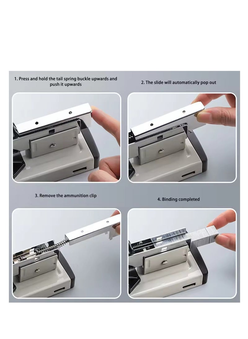 Generic Metal Manual Stapler for Bookbinding Stapling 100 Sheet Capacity Force-Saving Heavy-Duty Stapler Paper Binding Device Portable Large for Office School Tools Fit Sturdy Portable Handhled Staples (Black&Grey)  - Image 4