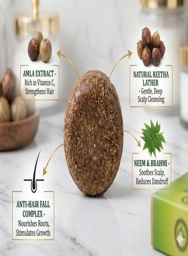 Aaranyam Herby Power Shampoo Bar - 100g Enriched with onion oil, Turmeric, Bhringraj, Brahmi, Amla, Shikakai, Neem, Reetha, and Flaxseed Extract for Stronger Hair - Perfect for Men, Women, and Travel - Image 3