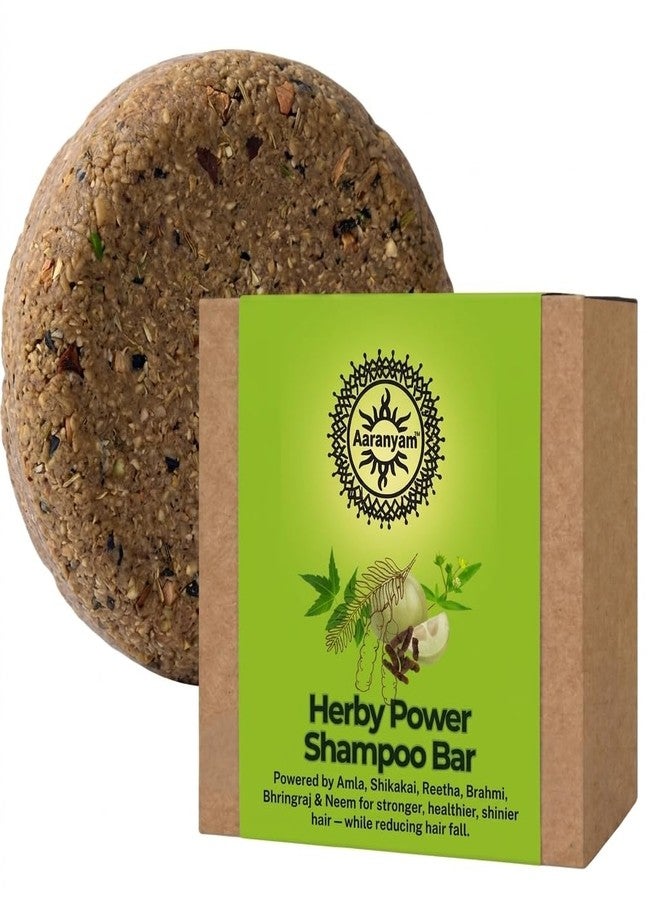 Aaranyam Herby Power Shampoo Bar - 100g Enriched with onion oil, Turmeric, Bhringraj, Brahmi, Amla, Shikakai, Neem, Reetha, and Flaxseed Extract for Stronger Hair - Perfect for Men, Women, and Travel - Image 1