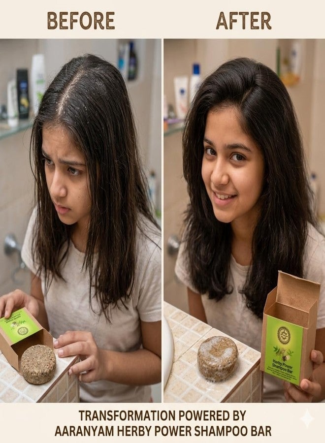 Aaranyam Herby Power Shampoo Bar - 100g Enriched with onion oil, Turmeric, Bhringraj, Brahmi, Amla, Shikakai, Neem, Reetha, and Flaxseed Extract for Stronger Hair - Perfect for Men, Women, and Travel - Image 5