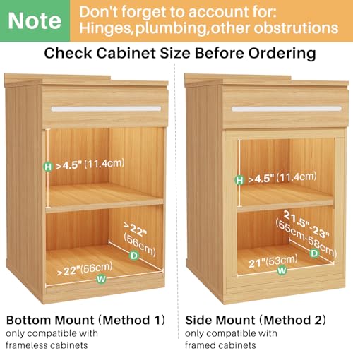 Kitstorack Pull Out Cabinet Organizer, Soft Close Wooden Slide Out Drawers for Pots and Pans, Full-extension Roll Out Shelves for Kitchen Cabinets, Pantry Organization, Bottom & Side Mount( 21"W X 21"D x 3.4''H) - Image 3