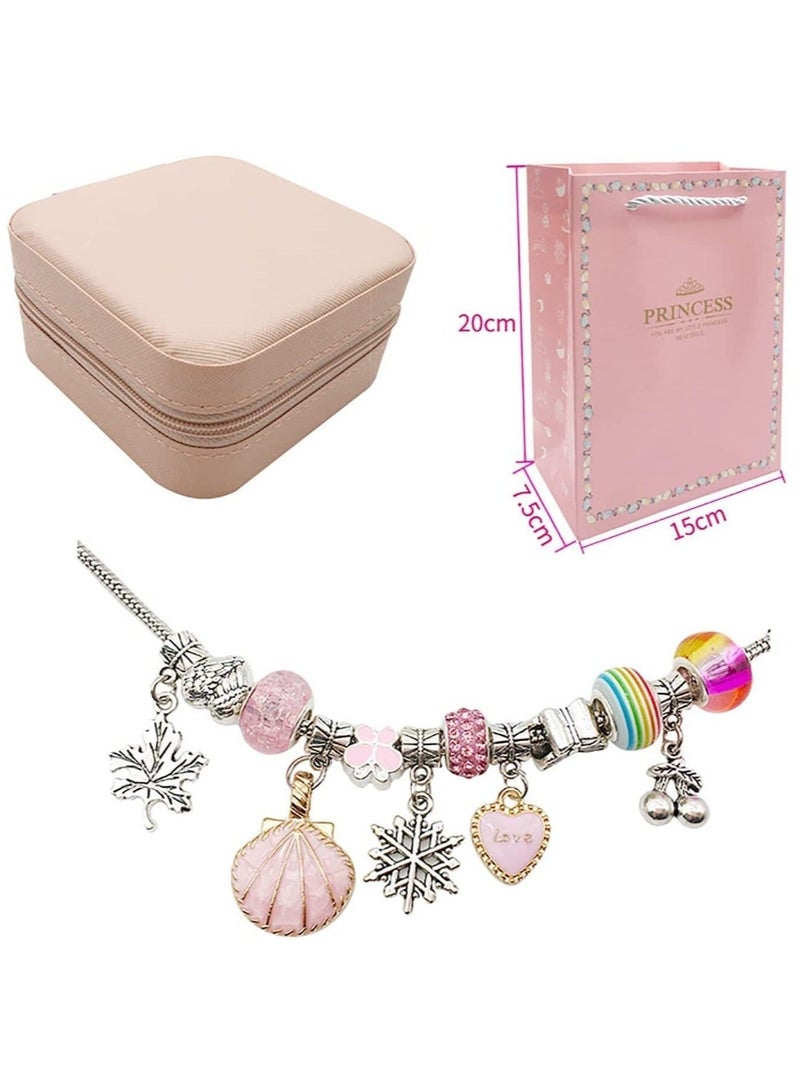 Bracelet Making Kit for Girls, 66 pcs DIY Jewelry Craft Set with Charm Beads and Gift Box, Creative Art Present for Kids Ages 8-12, Adults (Pink) - Image 2