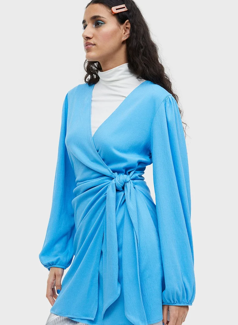 H&M Aqua Wrap Mini Dress