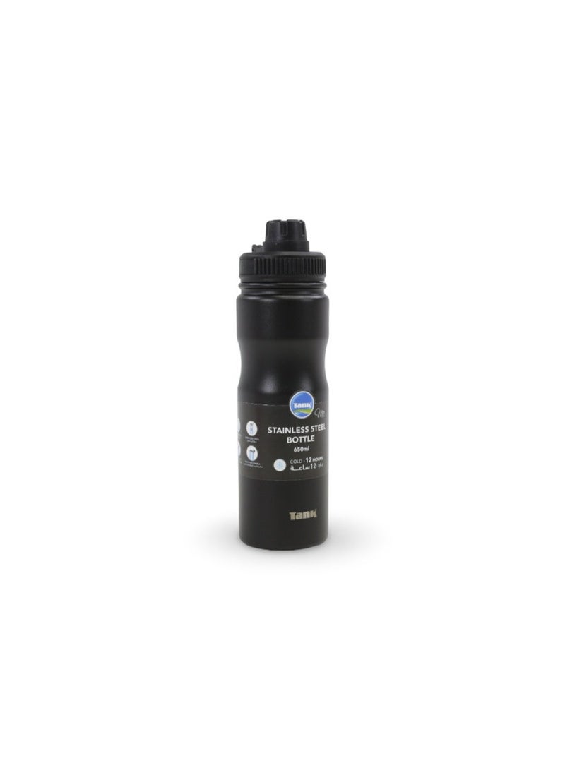 Tank Stainless Steel Water Bottle 650ml – Black - Image 2