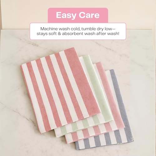 Värde Cotton Premium Multicolour Handloom Towels for Bath | 180 GSM | Bath Towel | Towel for Men & Women | Size 30 x 60 Inches | Striped & Solid Pattern (Black, Blue, Red, Green & Pink, Set of 5) - Image 5