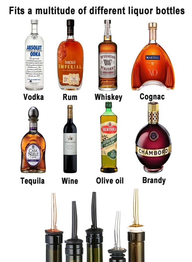 WAFJAMF 2 Pcs Liquor Pour Spouts, Stainless Steel Liquor Bottle Pourers with Rubber Dust Caps and Cleaning Brush,for Pours Liquid, Olive Oil, Wine(Gold) - Image 5