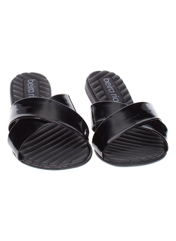 بيرا ريو Beira Rio Ladies Flat Sandals Black | Made In Brazil