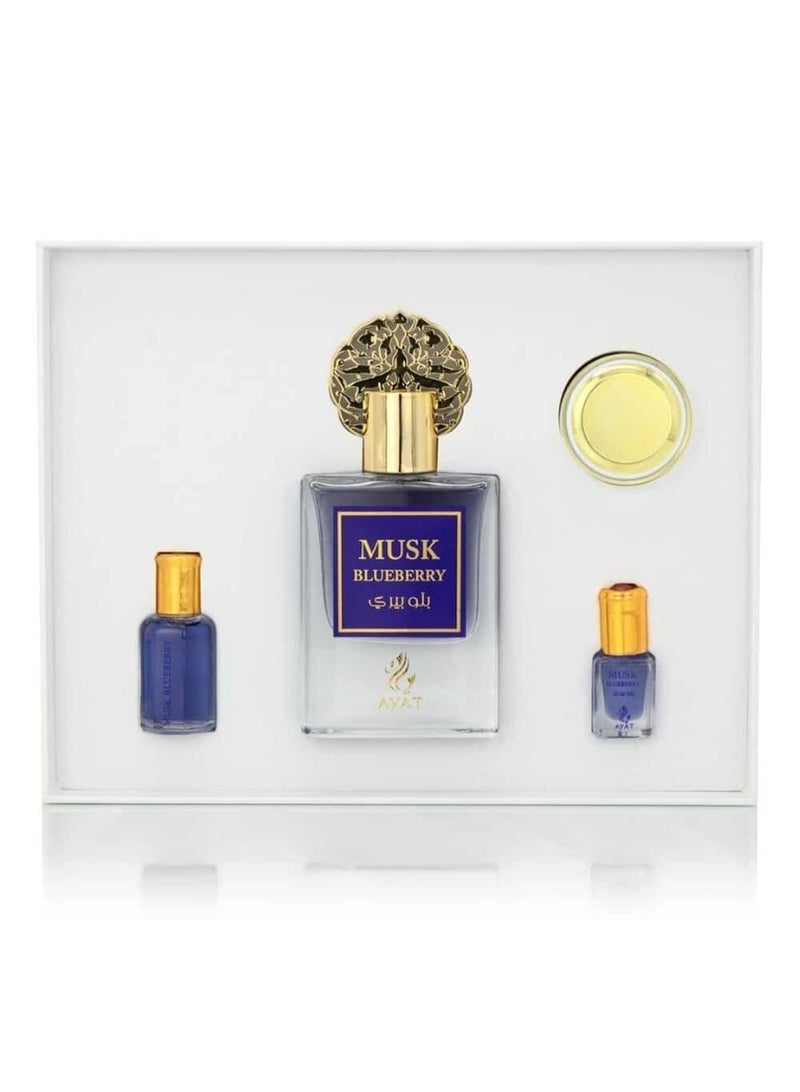 Ayat Perfumes Musk Blueberry Musk Gift Set – Eau de Parfum + Body Spray + Lotion – Sweet Blueberry, Musk & Amber – Long Lasting Unisex Arabian Set - Image 1