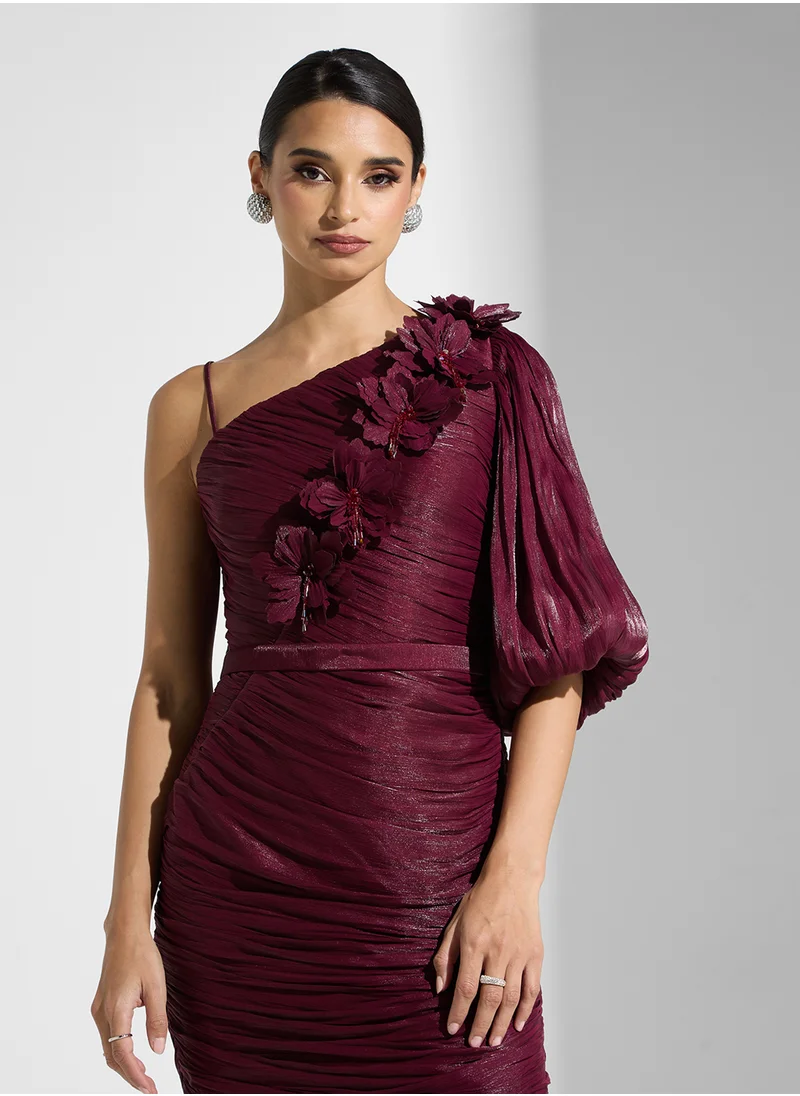 Namshi x One Shoulder Ruched Dress