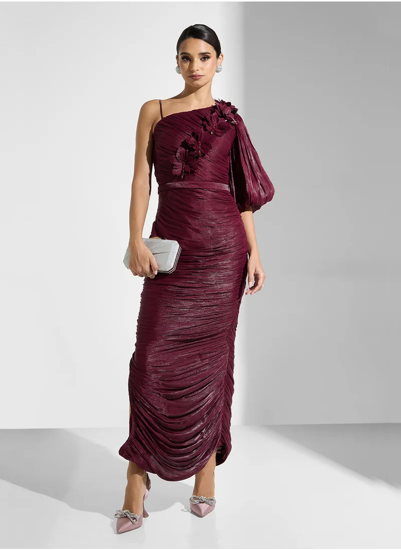 Namshi x One Shoulder Ruched Dress