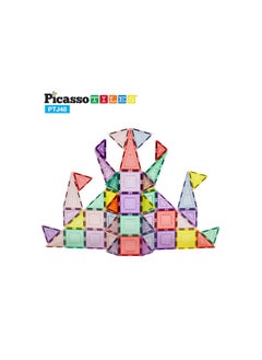 PicassoTiles Picasso Magnetic Pastel Glitter 48-Pieces | Building Blocks | Educational Toy Set | Construction Building Kit for Child Brain Development  - Image 2