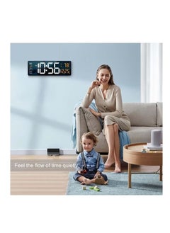 واي دي ساعة حائط رقمية LED مع شاشة كبيرة 6.0 بوصة ساعات حائط كبيرة 38.7x3.2x13 سم  - Image 3