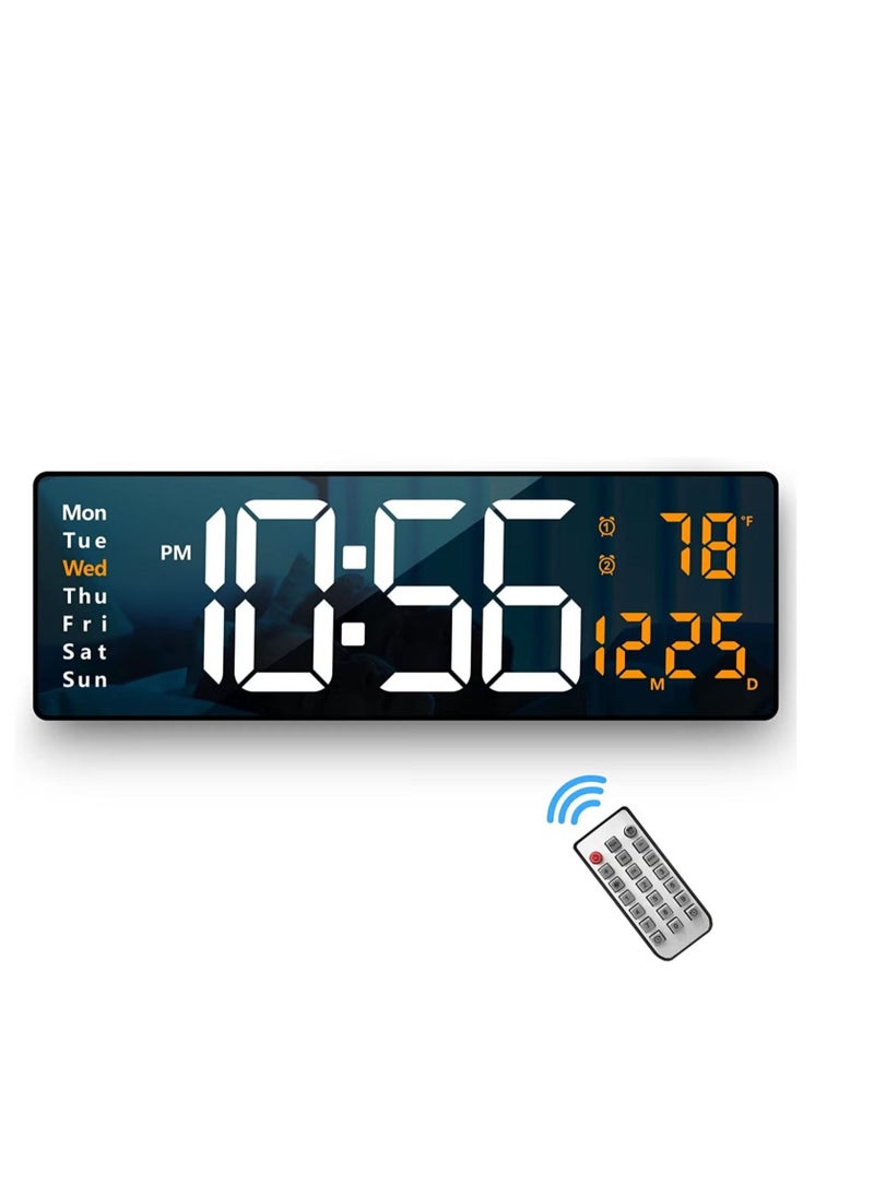واي دي - ساعة حائط رقمية LED مع شاشة كبيرة 6.0 بوصة ساعات حائط كبيرة 38.7x3.2x13 سم - Image 1