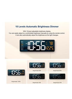 واي دي ساعة حائط رقمية LED مع شاشة كبيرة 6.0 بوصة ساعات حائط كبيرة 38.7x3.2x13 سم  - Image 4