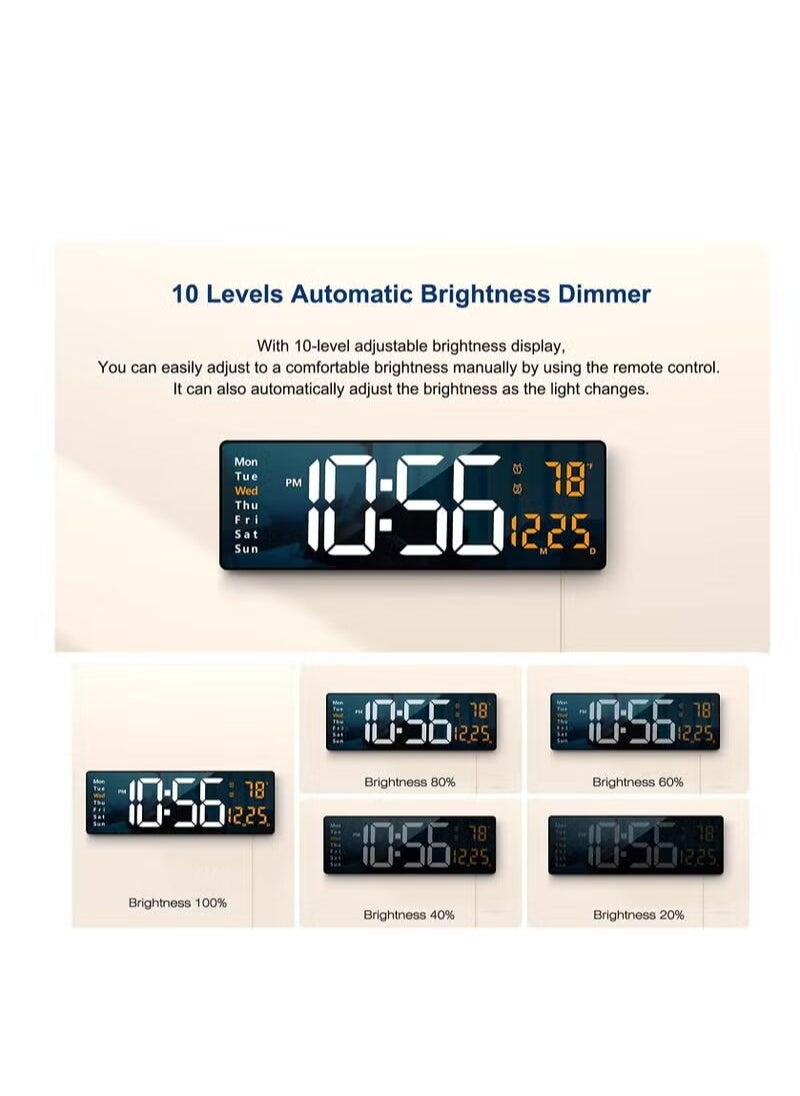 واي دي - ساعة حائط رقمية LED مع شاشة كبيرة 6.0 بوصة ساعات حائط كبيرة 38.7x3.2x13 سم - Image 1
