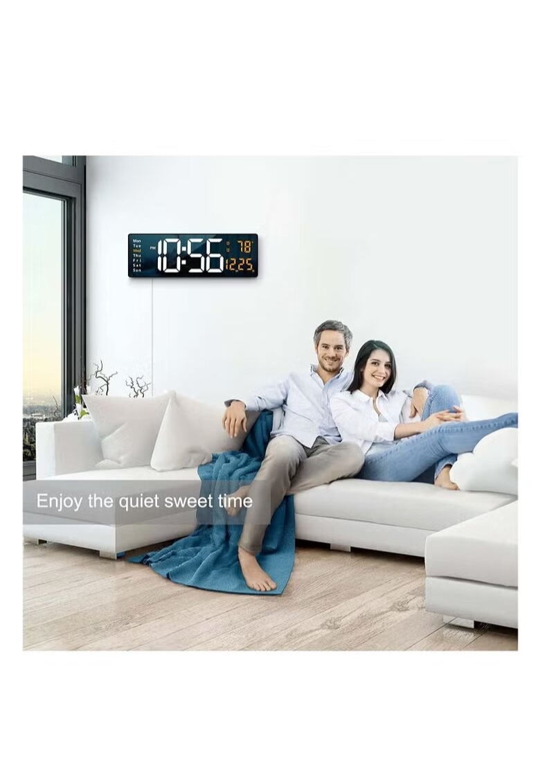 واي دي - ساعة حائط رقمية LED مع شاشة كبيرة 6.0 بوصة ساعات حائط كبيرة 38.7x3.2x13 سم - Image 1