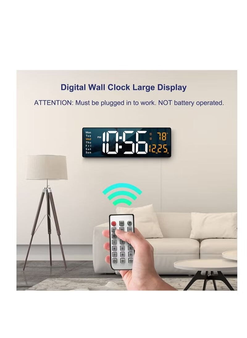 واي دي - ساعة حائط رقمية LED مع شاشة كبيرة 6.0 بوصة ساعات حائط كبيرة 38.7x3.2x13 سم - Image 1