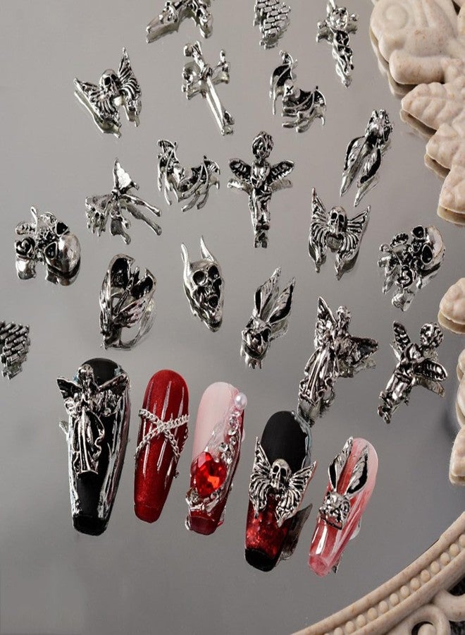 LIFOOST 3D Nail Charms - 30PCS Skull, Love, Metal Vintage Nail Art Decor for DIY and Cellphone - Image 2