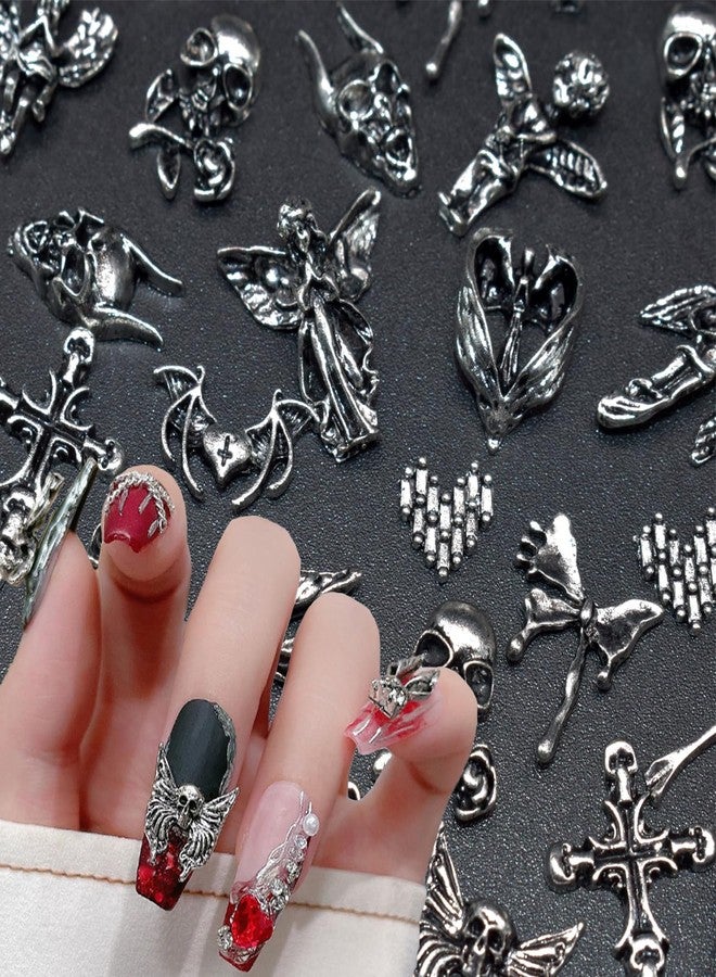 LIFOOST 3D Nail Charms - 30PCS Skull, Love, Metal Vintage Nail Art Decor for DIY and Cellphone - Image 1