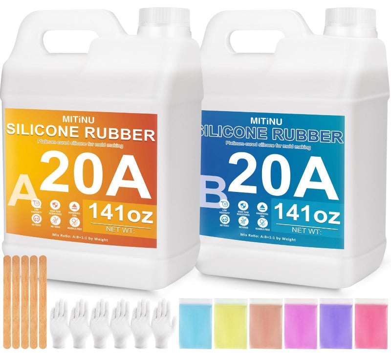 MITINU Silicone Mold Making Kit - 20A Liquid Silicone Rubber (1:1 Mix), Non-Toxic & Bubble Free Platinum Cure Silicone for Making Molds for Resin, Soap, Concrete, Craft Molds - 282oz Total - Image 1