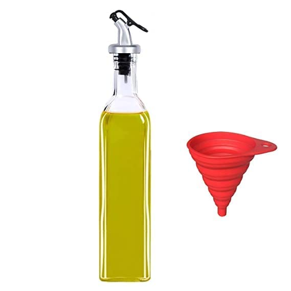 KIDINGTON Oil Dispenser 500 ml Bottle Set of 2Transparent Silicon Funnel and Oil Brush for Kitchen Multi Color Pack of 4 - Image 5
