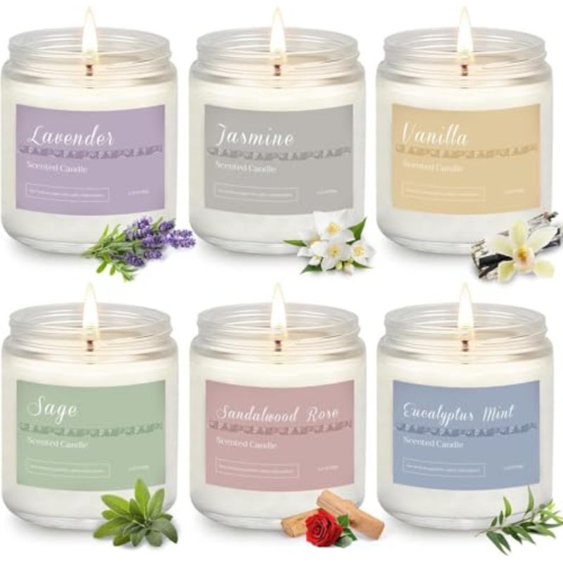 Scented Candles Gift Set 6 Pack Ramadan Gifts for Women, Lavender Aromatherapy Candle, Natural Soy Wax Long Lasting, for Diwali, Navratri, Valentine, Anniversary, Housewarming - Image 3