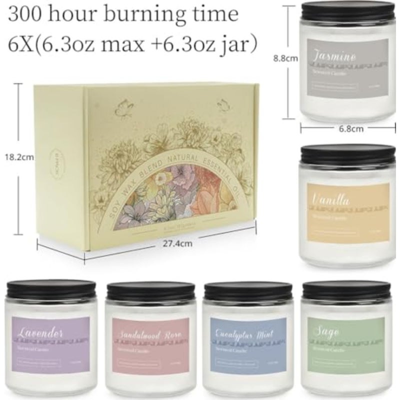 Scented Candles Gift Set 6 Pack Ramadan Gifts for Women, Lavender Aromatherapy Candle, Natural Soy Wax Long Lasting, for Diwali, Navratri, Valentine, Anniversary, Housewarming - Image 2