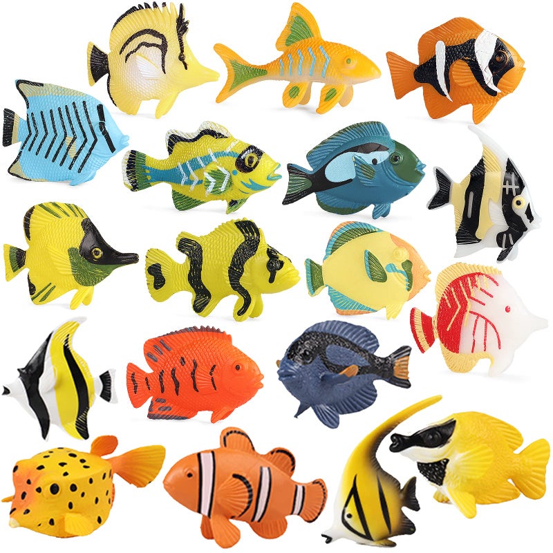 SCAHOW 18PCS Tropical Fish Toys for Kids Plastic Assorted Miniature Sea Creatures Toys Fake Toy Fish Mini Ocean Animal Figures for Toddlers - Image 3
