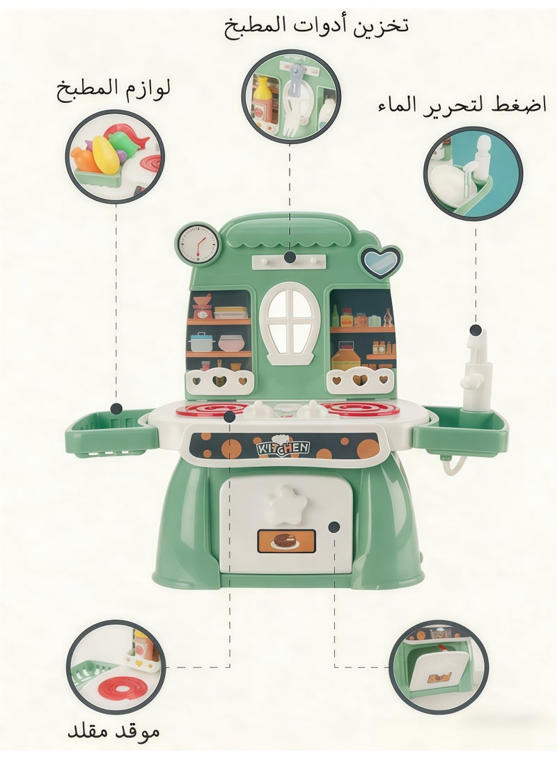 Kitchen Pretend Play Toy Set, Kitchen Playset For Kids, Children Role Play Cookware With Light, Spray And Play Sink, Kitchen Toy Games Kitchen Accessories Toys Sets Kids Real Cooking Set,for Toddlers,Role Playing Game Pretend Food and Cooking Playset,for Boys Girls Kids(Pink) - Image 3