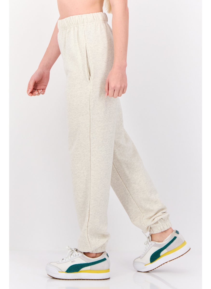 NIA Women Regular Fit Plain Jogger Sweatpants, Beige  - Image 2