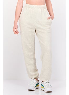 Women Regular Fit Plain Jogger Sweatpants, Beige