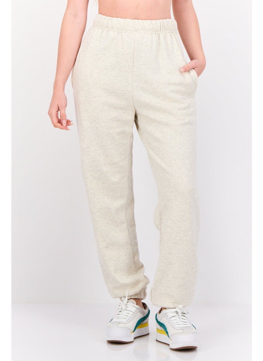 NIA Women Regular Fit Plain Jogger Sweatpants, Beige  - Image 1